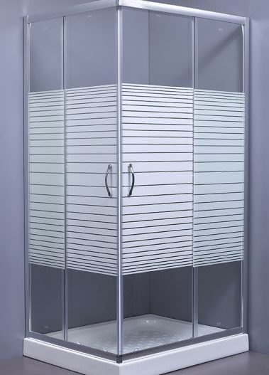 ASCOT - Καμπίνα τετράγωνη σκέτη 70*70 Χρωμέ - γυαλί γραμμές