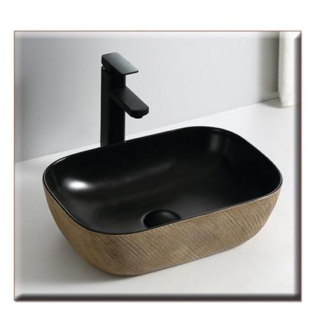 LEVIDI - Νιπτήρας460*335*140 Μπέζ PATTERN Μαύρο μάτ