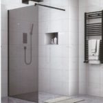 PANEL τζάμι Γκρί 80*195h/8mm με μπράτσο Μαύρο 70-120cm