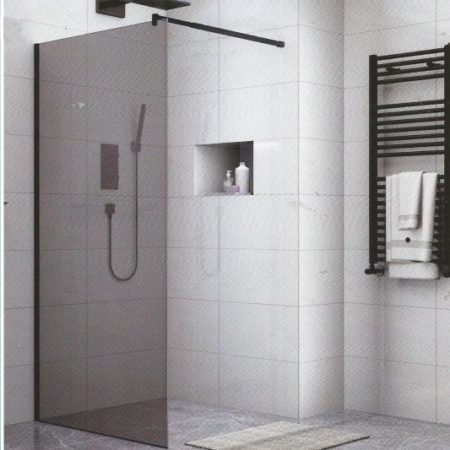 PANEL τζάμι Γκρί 80*195h/8mm με μπράτσο Μαύρο 70-120cm