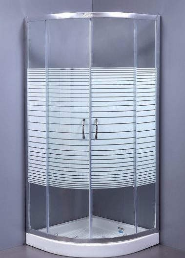 ROMEO - Καμπίνα γωνιακή σκέτη 80*80 Χρωμέ - γυαλί με γραμμές