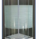 BUFON - Καμπίνα γωνιακή με "Π" 80*80 - γυαλί με γραμμές - Χρωμέ