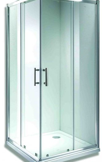 ELSA - Καμπίνα HUIDA τετράγωνη σκέτη 80*80 Χρωμέ - γυαλί διαφανές