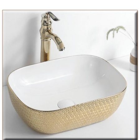 ELEGAN-6 465*340*135 Νιπτήρας Λευκό-GOLD PATTERN