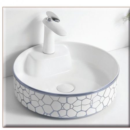 STAR-Γκρί 410*410*120 Νιπτήρας λευκός -Γκρί DECOR