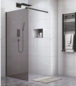 PANEL τζάμι Γκρί 90*195h/8mm με μπράτσο Μαύρο 70-120cm