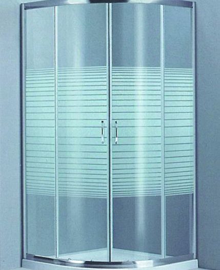 ROMEO - Καμπίνα γωνιακή σκέτη 90*90 Χρωμέ - γυαλί με γραμμές