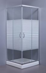 ASCOT - Καμπίνα τετράγωνη - γυαλί με γραμμές 90*90 σκέτη Χρωμέ