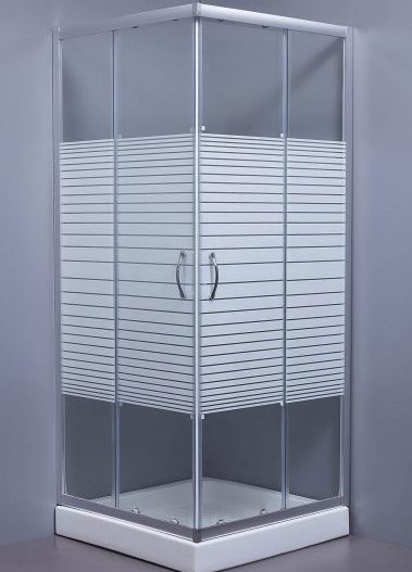 ASCOT - Καμπίνα τετράγωνη - γυαλί με γραμμές 90*90 σκέτη Χρωμέ