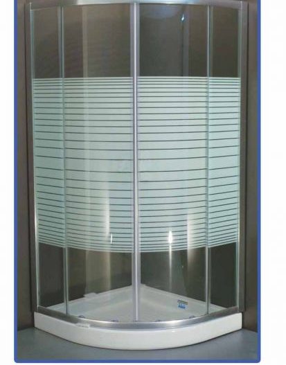 BUFON - Καμπίνα γωνιακή με "Π" 90*90 - γυαλί με γραμμές - Χρωμέ