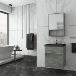 Drop Martinidis έπιπλα μπάνιου Instinct|Drop Martinidis μαύρος νιπτήρας|Drop Martinidis Sorento καθρέπτης|φως CELIA||||||||||||