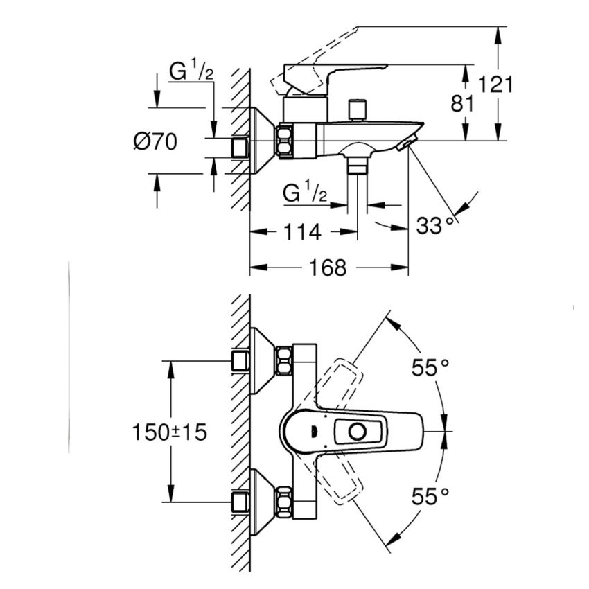 sx-grohe-bauloop-new-23602001- Μπαταρία Λουτρού Grohe Bauloop New 23602001 Χρωμέ - Image 3