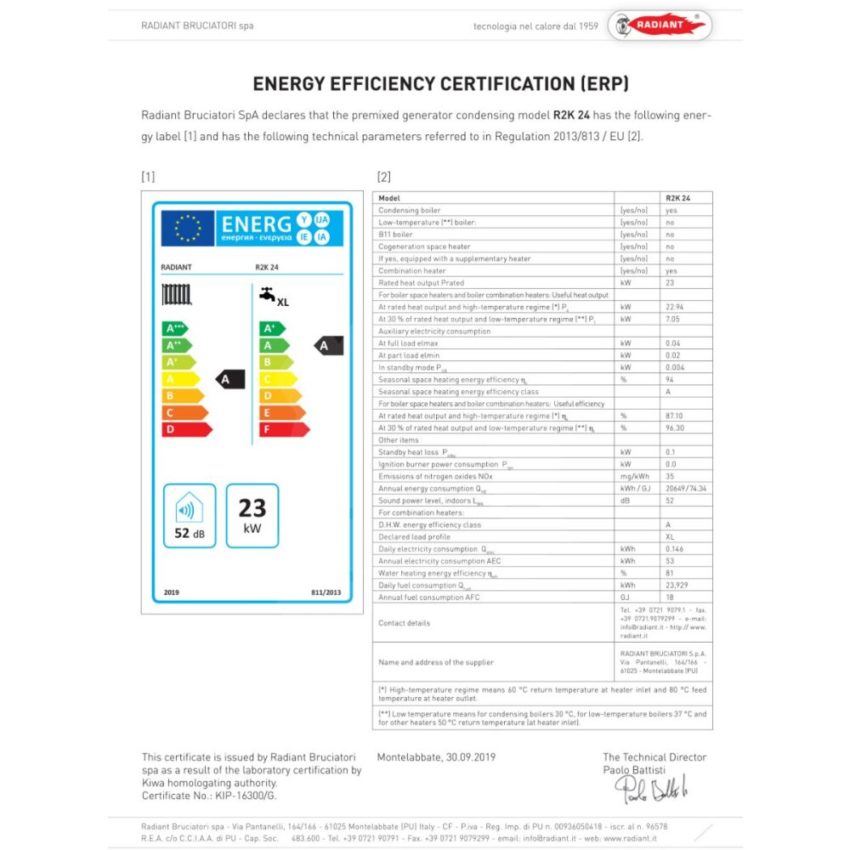 Radiant Gas R2K 24 Επίτοιχη Μονάδα Αερίου Εσωτερικής Εγκατάστασης 24kW Θέρμανση και ΖΝΧ - Image 8