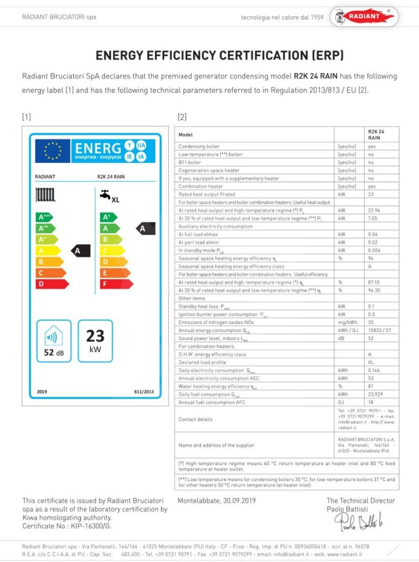 r2k-24-rain-certificato-energetico Λέβητας Φυσικού Αερίου R2K 24 Rain - RADIANT - Image 8