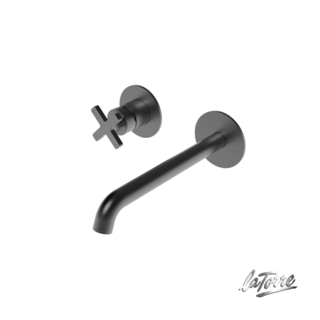 Μπαταρία Νιπτήρος Τοίχου ELLE CROSS LA TORRE Μαύρο Brushed