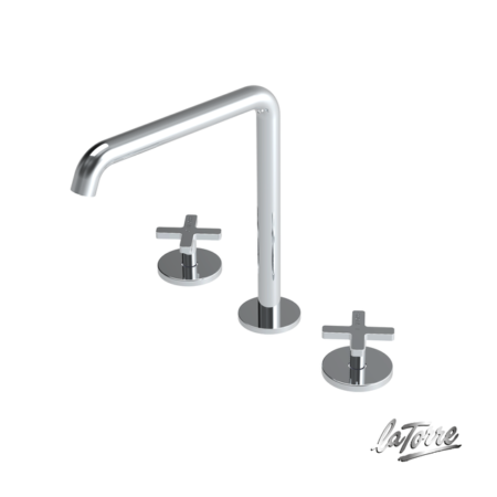 Μπαταρία Νιπτήρος Επικαθήμενη 3 Οπών +Βαλβίδα.CLIC-CLAC ELLE CROSS LA TORRE Χρωμέ