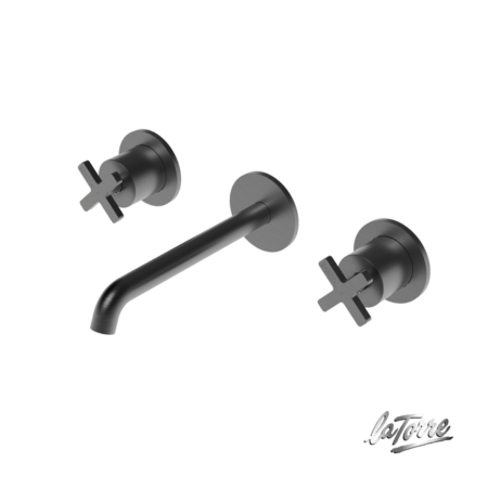 Μπαταρία Νιπτήρος Τοίχου 3 Οπών ELLE CROSS LA TORRE Μαύρο Brushed