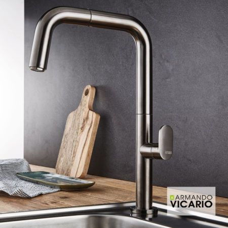 Μπαταρία Νεροχύτη EVA VICARIO Μαύρο Brushed