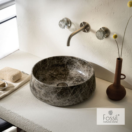 Νιπτήρας Μαρμάρινος Φ42 H.14 FOSSIL EMPERADOR DARK
