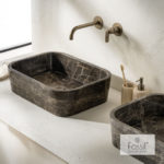 Νιπτήρας Μαρμάρινος GAIA 60x38 H.14 FOSSIL EMPERADOR DARK