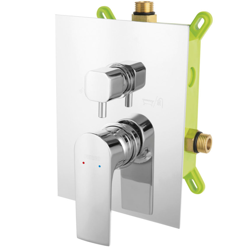 BAQ7P2BOX Μίκτης ντους 2 εξόδων ALGEO SQUARE BAQ7P2BOX FERRO - Image 1