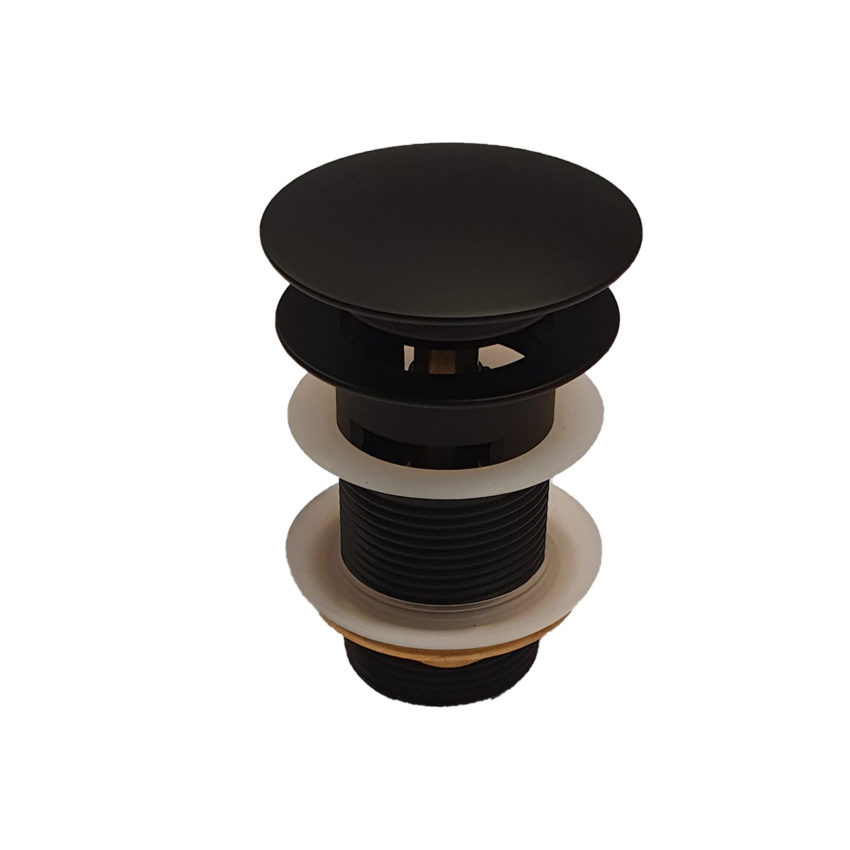 Βαλβίδα νιπτήρος με υπερχείλιση και μαύρο καπάκι D101 KARAG - Image 1