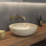 Νιπτήρας επικαθήμενος πέτρινος ELENA Cream KARAG Ø40x12cm