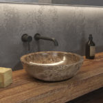 Νιπτήρας επικαθήμενος πέτρινος ELENA Grey KARAG Ø40x12cm