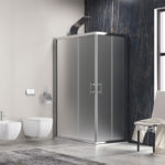 Καμπίνα τετράγωνη με σατινέ κρύσταλλο και λευκό προφίλ M/1 KARAG 90x90x170cm