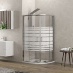 Καμπίνα ημικυκλική με σεριγραφάτο κρύσταλλο NEW FLORA 200 Χρωμέ KARAG