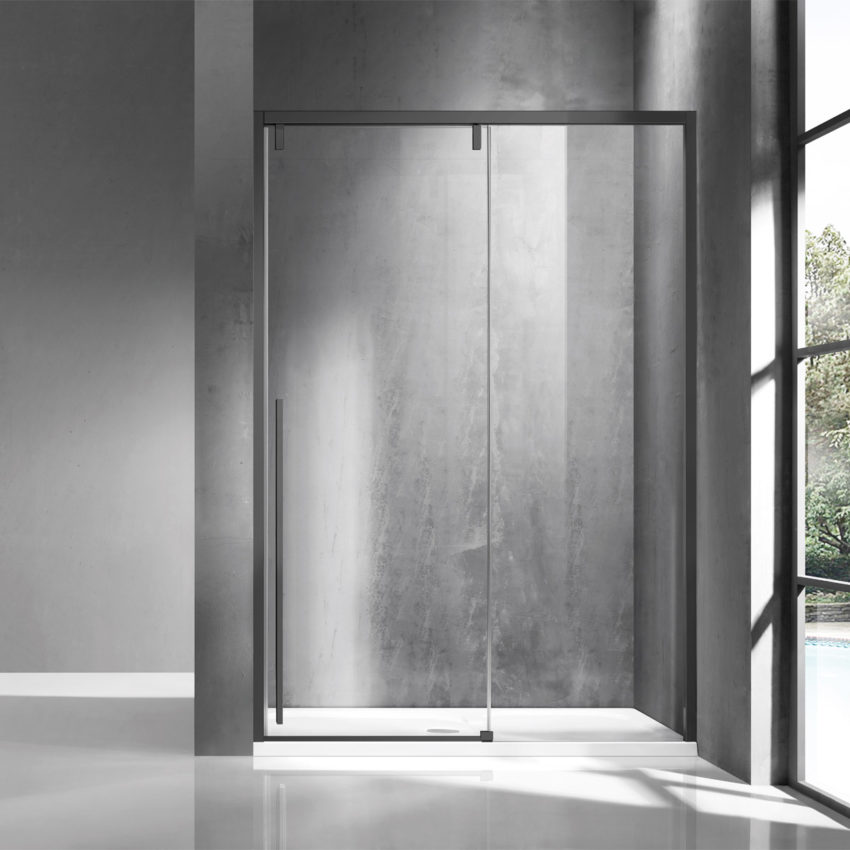 Καμπίνα από τοίχο σε τοίχο με διάφανο κρύσταλλο SANTORINI 400 Gun Metal KARAG - Image 1