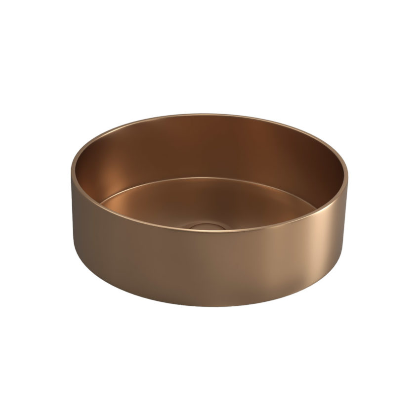 SET383811322_1 Νιπτήρας επικαθήμενος με βαλβίδα VENUS Rose Gold KARAG Ø38x11cm - Image 1