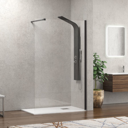 Σταθερό πάνελ καμπίνας με διάφανο κρύσταλλο WALKIN 1 Nero KARAG