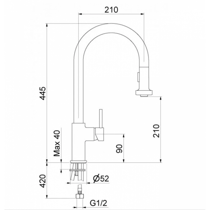 Fiore Torino Μπαταρία Νεροχύτου Με Ντους Χρωμέ 306CR9202 - Image 2