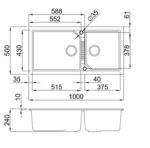 Elleci Tekno 490 100x50cm Ghisa Ένθετος Γρανίτης Με 2 Γούρνες - Image 2