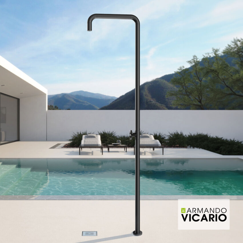 Στήλη Ντουζιέρας εξωτερικού χώρου με μίκτη Slim, Vicario AISI 316 Black Matt - Image 1