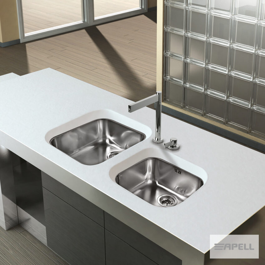 Νεροχύτης Κουζίνας Ανοξείδωτος Υποκαθήμενος Ferrara 47x42 Αpell Inox Λείο - Image 2