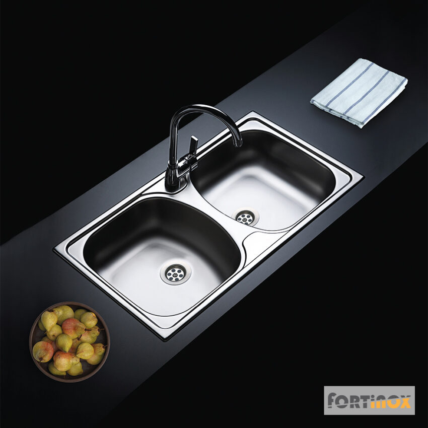 Νεροχύτης Κουζίνας Ανοξείδωτος Slender 78,5x44,5 Fortinox Inox Λείο - Image 2