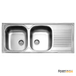 Νεροχύτης Κουζίνας Ανοξείδωτος Valley 116x50 Fortinox Inox Λείο