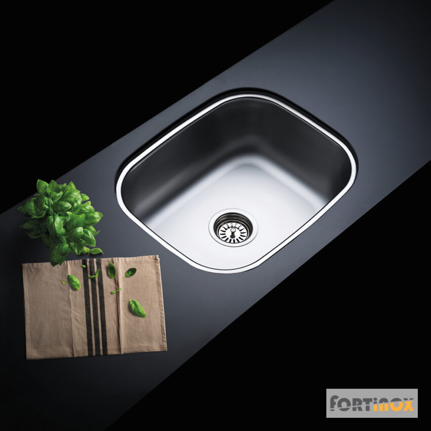 Νεροχύτης Κουζίνας Ανοξείδωτος Υποκαθήμενος 52,5x42,5 Fortinox Inox Λείο - Image 2