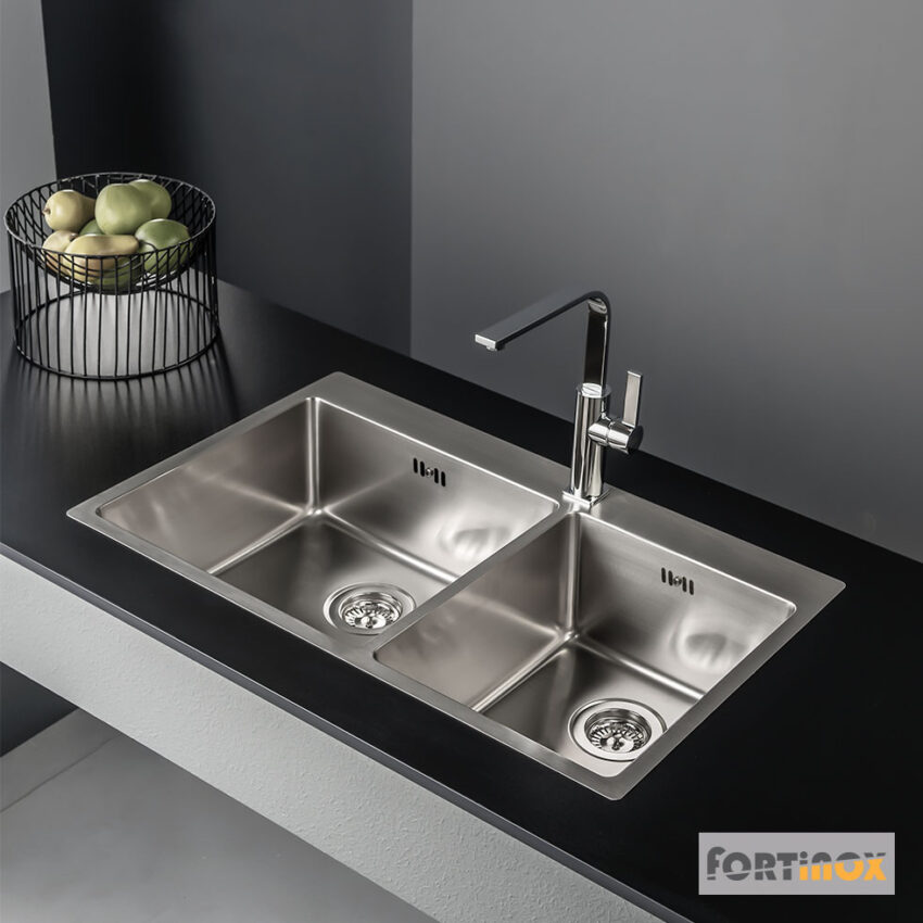 Νεροχύτης Κουζίνας Ανοξείδωτος Squadro 86x50,5 Fortinox Inox Λείο - Image 2