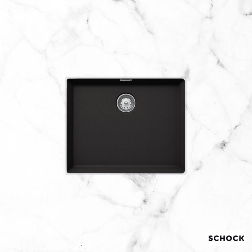 Νεροχύτης Κουζίνας Γρανίτη Manhattan Υποκαθήμενος 55,6x45,6 Schock Cristalite Nero Granite - Image 4