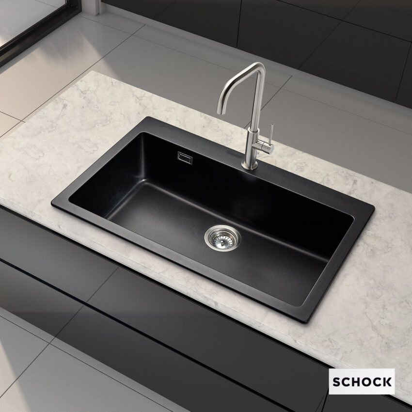 Νεροχύτης Κουζίνας Γρανίτη Manhattan 79x50 Schock Cristalite Nero Granite - Image 2