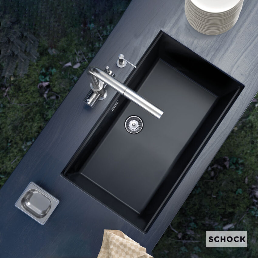 Νεροχύτης Κουζίνας Γρανίτη Manhattan Υποκαθήμενος 75x45,6 Schock Cristalite Nero Granite - Image 2