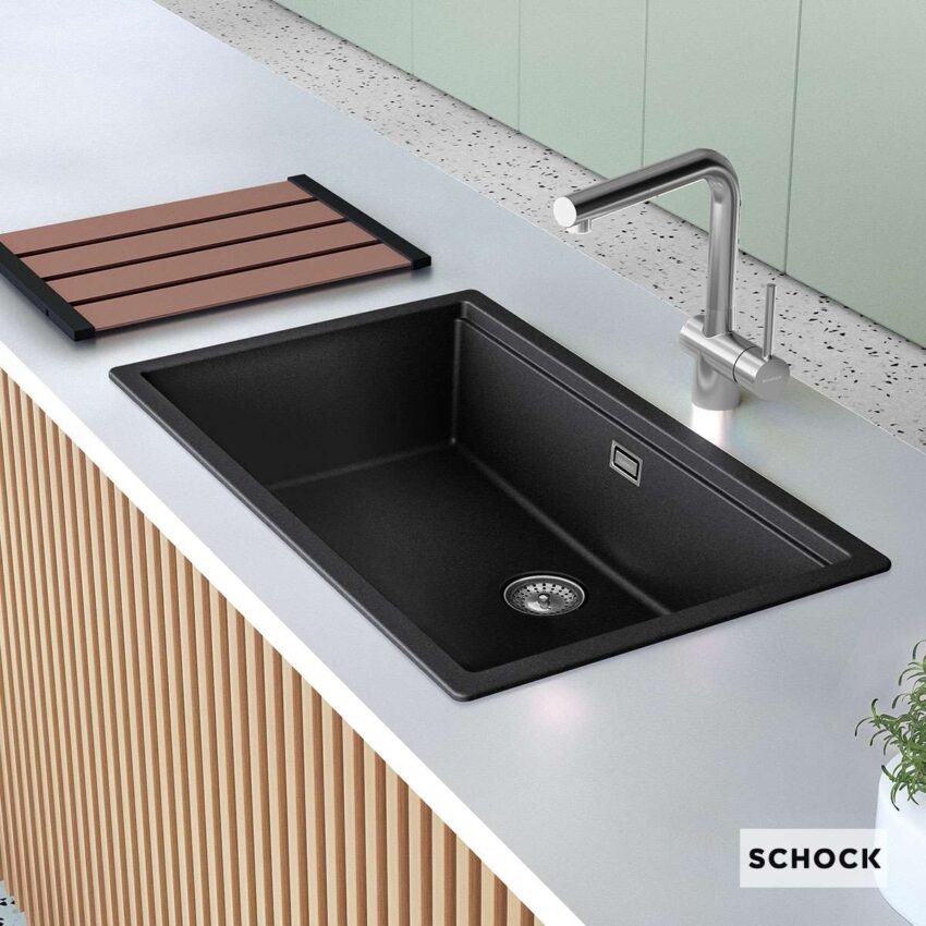 Νεροχύτης Κουζίνας Γρανίτη Manhattan Υποκαθήμενος 75x45,6 Schock Cristalite Nero Granite - Image 4