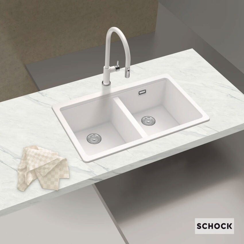 Νεροχύτης Κουζίνας Γρανίτη Manhattan Υποκαθήμενος 75x45,6 Schock Cristalite SuperWhite Granite - Image 2