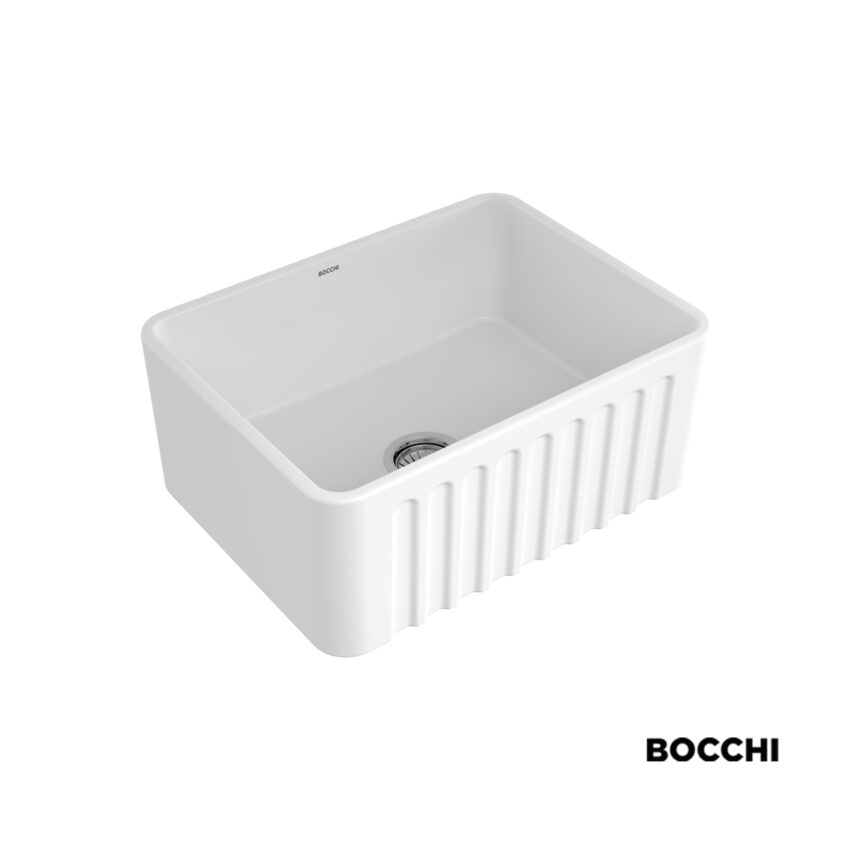 Νεροχύτης Κουζίνας Πορσελάνης Επικαθήμενος 61x46,5 Bocchi White - Image 4