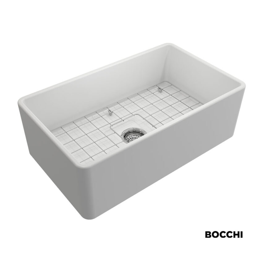 Νεροχύτης Κουζίνας Πορσελάνης Επικαθήμενος 76x46 Bocchi White - Image 3