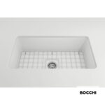 Νεροχύτης Κουζίνας Πορσελάνης Ένθετος - Υποκαθήμενος 81x48 Bocchi White Matt - Image 2