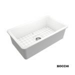 Νεροχύτης Κουζίνας Πορσελάνης Ένθετος - Υποκαθήμενος 81x48 Bocchi White Matt - Image 3